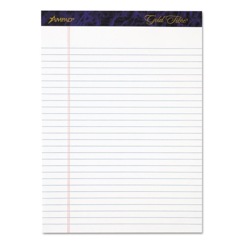 Notebooks & Pads | Ampad 20-031R 8.5 x 11.75 Sheets (50) Gold Fibre Wide/Legal Rule Writing Pads - White Sheets (4/Pack) image number 0