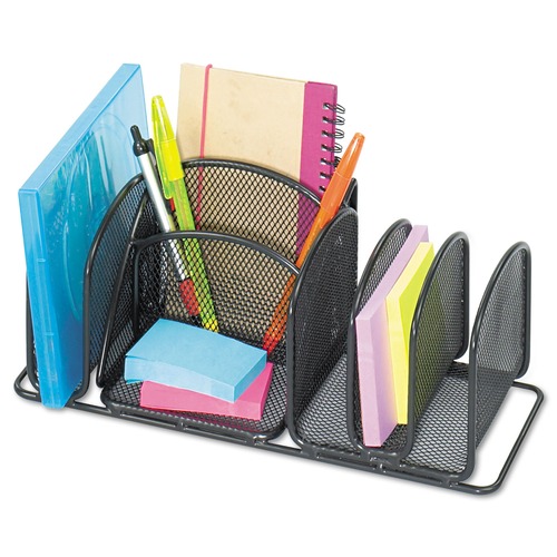 Office Filing Cabinets & Shelves | Safco 3251BL 12.5 in. x 5.25 in. x 5.25 in. 6 Compartments Steel Deluxe Organizer - Black image number 0