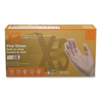 Ammex GPX342100 3 mil Industrial Powder-Free Vinyl Gloves - Small, Clear (1000/Carton)
