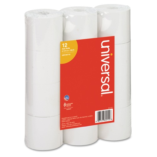 Copy & Printer Paper | Universal UNV35715 2.25 in. x 150 ft. Impact and Inkjet Print Bond Paper Rolls - White (12/Pack) image number 0