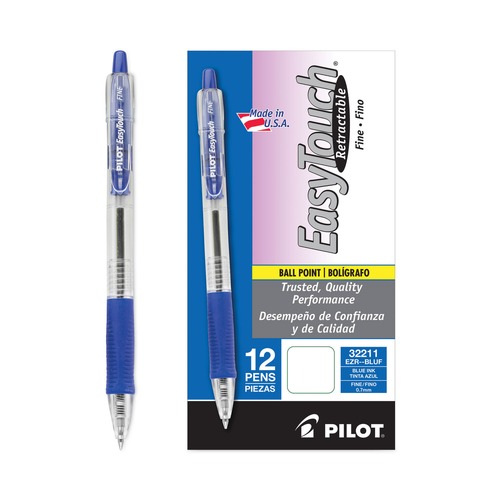 Pens | Pilot 32211 EasyTouch Fine 0.7 millimeter Retractable Ballpoint Pen - Blue Ink/Clear Barrel (1-Dozen) image number 0