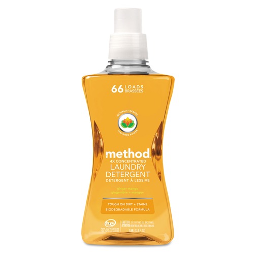 Laundry Detergents | Method 01490 53.5 oz. Bottle 4X Concentrated Laundry Detergent - Ginger Mango (4/Carton) image number 0