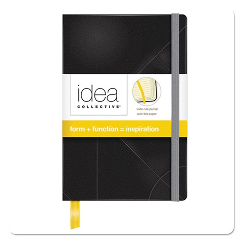 Journals & Diaries | TOPS 56874 Idea Collective 5.5 in. x 3.5 in. Hardcover Journal with Elastic Closure - Wide/Legal, Black Cover/Yellow Pad (90 Sheets/Book) image number 0