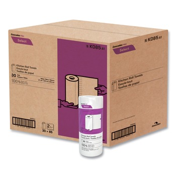  | Cascades PRO K085 8 in. x 11 in. 2-Ply Select Kitchen Roll Towels - White (30/Carton)