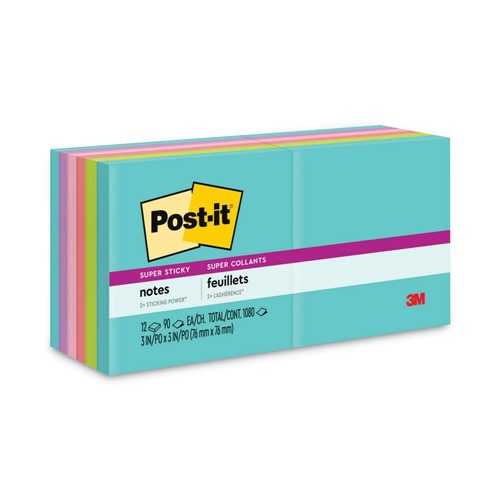 Notebooks & Pads | Post-it Notes Super Sticky 654-12SSMIA 3 in. x 3 in. Pads - Supernova Neon Collection Colors (12 Pads/Pack) image number 0