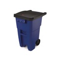 Trash & Waste Bins | Rubbermaid Commercial FG9W2700BLUE Brute 50 Gallon Square Plastic Rollout Container - Blue image number 2
