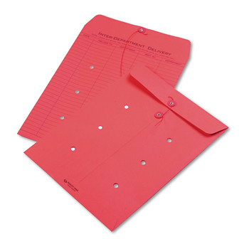 Quality Park QUA63574 10 x 13 Colored Paper String and Button Interoffice Envelope - Red (100/Box)