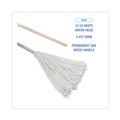 Mops | Boardwalk BWK112R 12 oz. White Rayon Head 48 in. Oak Wood Handle Deck Mops (6/Pack) image number 3