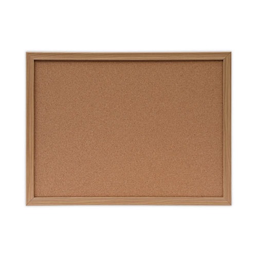 Mailroom Equipment | Universal 43602-UNV 24 in. x 18 in. Cork Board with Oak Style Frame - Tan Surface image number 0