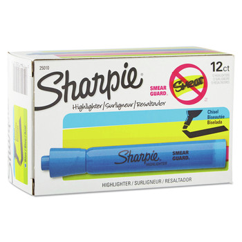 PENS PENCILS AND MARKERS | Sharpie 25010 Chisel Tip Tank Style Highlighters - Blue Ink/Barrel (1-Dozen)