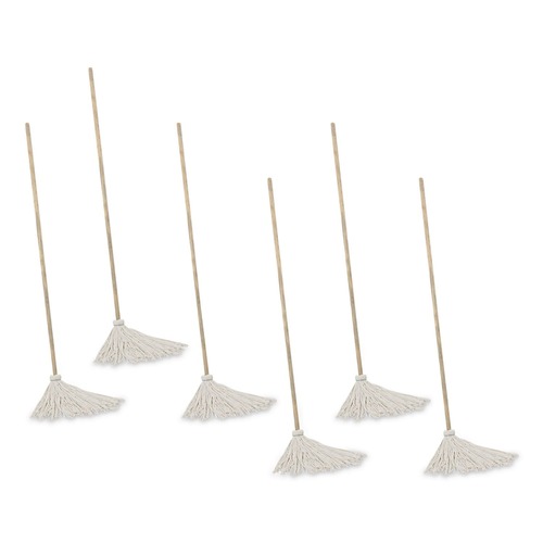 Mops | Boardwalk BWK112R 12 oz. White Rayon Head 48 in. Oak Wood Handle Deck Mops (6/Pack) image number 0