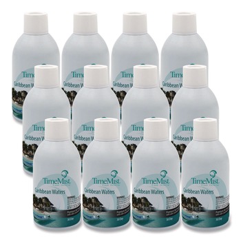 TimeMist 1042756 6.6 oz. Aerosol Spray Premium Metered Air Freshener Refill - Caribbean Waters (12/Carton)