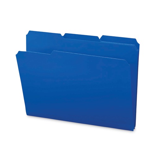 File Folders | Smead 10503 0.75 in. Expansion Assorted 1/3-Cut Tabs Letter Size Top Tab Poly Colored File Folders - Blue (24/Box) image number 0