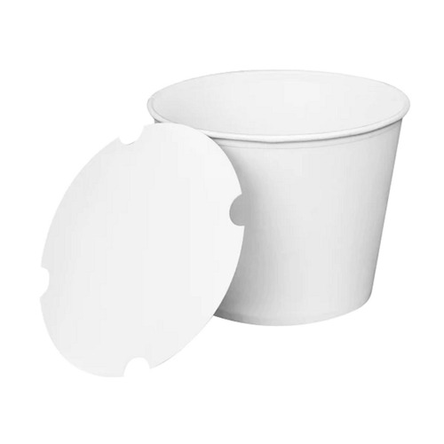 Food Trays, Containers, and Lids | Karat C-FB130W_BUNDLE 8.46 in. x 6.6 in. 130 oz. Paper Food Bucket with Lid - White (150/Carton) image number 0