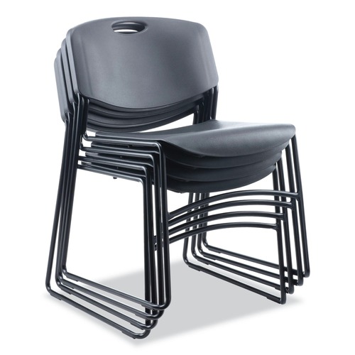 Office Chairs | Alera ALECA671 18.50 in. Seat Height Resin Stacking Chair Supports Up to 275 lbs. - Black Seat, Black Back, Black Base (4/Carton) image number 0
