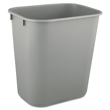TRASH WASTE BINS | Rubbermaid Commercial FG295500GRAY 3.5-Gallon Rectangular Deskside Plastic Wastebasket - Gray