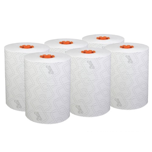 Paper Towels and Napkins | Scott 47035 1-Ply 8 in. x 580 ft. Slimroll Towels - White/Orange Core (6/Carton) image number 0
