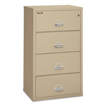 FireKing 4-3122-CPA 4 Legal/Letter-Size File Drawers 260 lbs. Overall Capacity 31.13 in. x 22.13 in. x 52.75 in. Insulated Lateral File - Parchment