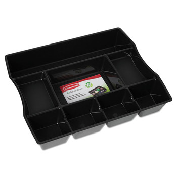 Rubbermaid 21864 Regeneration Eight Compartments 14.88 in. x 11.88 in. x 2.5 in. Plastic Deep Drawer Organizer - Black