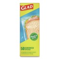 Food Service | Glad 57263 6.63 in. x 5.88 in. Zipper Food Storage Sandwich Bags - Clear (12 Boxes/Carton) image number 2