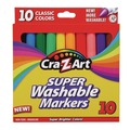 Washable Markers | Cra-Z-Art 1000224 Super Washable Broad Bullet Tip Markers - Assorted Colors (10/Set) image number 0