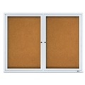 Labor Day Sale | Quartet 2124 48 in. x 36 in. Cork/Fiberboard Enclosed Cork Bulletin Board - Silver Aluminum Frame image number 0