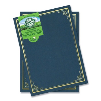 Geographics 49017 9.75 in. x 12.5 in. Certificate/Document Cover - Navy With Gold Foil (5/Pack)