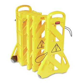 SAFETY SIGNS | Rubbermaid Commercial FG9S1100YEL 13 ft x 40 in. Plastic Portable Mobile Safety Barrier - Yellow