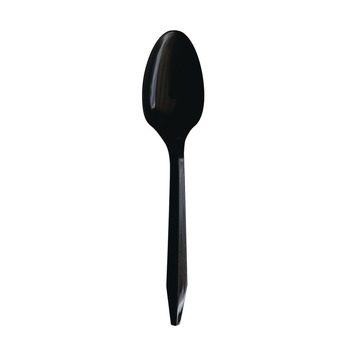 Boardwalk BWKSPOONBLPPIW Mediumweight Individually Wrapped Polypropylene Plastic Spoon Cutlery - Black (1000/Carton)