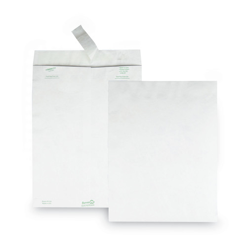 Envelopes & Mailers | Survivor QUAR1582 10 in. x 13 in. No. 13-1/2 14 lbs. Tyvek Square Flap Redi-Strip Adhesive Closure Lightweight Catalog Mailers - White (50/Box) image number 0