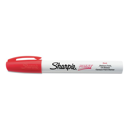 Permanent Markers | Sharpie 2107613 Medium Bullet Tip Permanent Paint Marker - Red (1 Dozen) image number 0