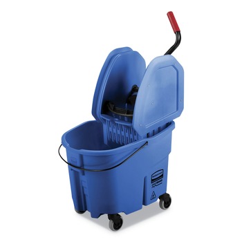 MOP BUCKETS | Rubbermaid Commercial FG757888BLUE WaveBrake 2.0 35 qt. Down-Press Plastic Bucket/Wringer Combos - Blue
