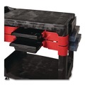 Cleaning Carts | Rubbermaid Commercial FG618000BLA 19.25 in. x 38 in. x 33.38 in. 2 Shelves 2 Drawers 330 lb Capacity Plastic Two-Shelf Trades Cart - Black image number 1