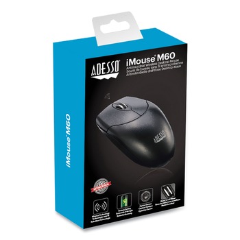 Adesso M60 iMouse M60 2.4 GHz Frequency 30 ft. Wireless Range Left/Right Hand Use Antimicrobial Wireless Mouse - Black