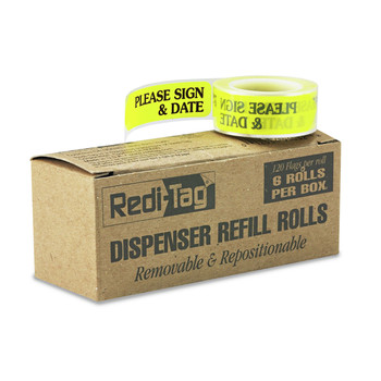 Redi-Tag B91032 Please Sign and Date Arrow Message Page Flags Refills - Yellow (6/Box)