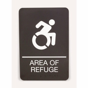 Headline Sign 7784 6 x 9 Area of Refuge ADA Sign - Black Face/White Graphics
