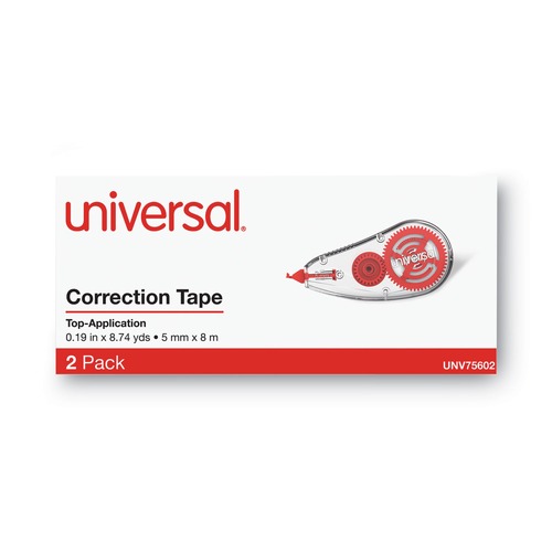 Tape Dispensers | Universal UNV75602 0.2 in. x 315 in. Correction Tape Dispenser (2/Pack) image number 0