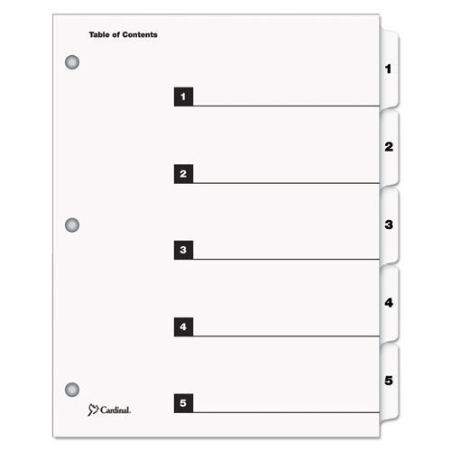 Binders | Cardinal 60513 11 x 8.5 OneStep Printable Table of Contents and 1 to 5 Dividers - White (5/Set) image number 0