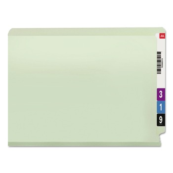 Smead 34705 1 in. Expansion End Tab Pressboard Classification Folders with 2 SafeSHIELD Coated Fasteners - Letter Size/Gray-Green (25/Box)