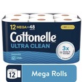 Toilet Paper | Cottonelle 55480 Ultra CleanCare 1-Ply Septic Safe Strong Bath Tissue Toilet Paper - White (4/Carton) image number 4