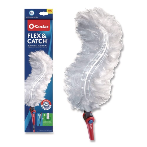 Cleaning Brushes | O-Cedar 172148CT 1 Duster Wand and 3 Refills Flex and Catch Heavy-Duty Dusting Kit (6/Carton) image number 0