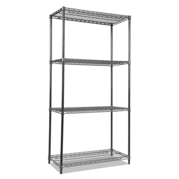 Alera ALESW503618BA 36 in. x 18 in. x 72 in. 4-Shelf Wire Shelving Starter Kit - Black Anthracite