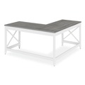 Office Desks & Workstations | Alera ALEWSF5959GY 58.27 in. x 58.27 in. x 29.53 in. L-Shaped Farmhouse Desk - Gray/White image number 1