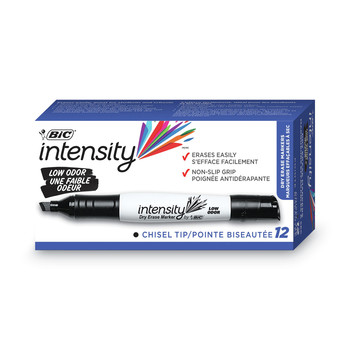 PENS PENCILS AND MARKERS | BIC GDEM11 BLK Intensity Low Odor Chisel Tip Dry Erase Marker - Broad/Black (1-Dozen)