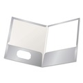 File Folders | Oxford 51705EE 100-Sheet Capacity 11 in. x 8.5 in. High Gloss Laminated Paperboard Folder - Gray (25/Box) image number 0