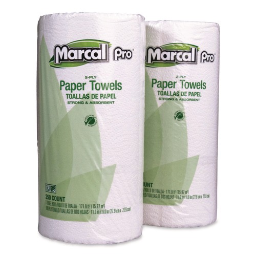 Paper Towels and Napkins | Marcal 250HC 11 in. x 8.8 in. 2-Ply 100 Percent Premium Recycled Kitchen Roll Towels - White (12/Carton) image number 0