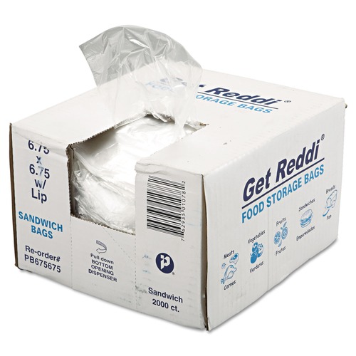  | Inteplast Group PB675675 0.36 mil. 6.75 in. x 6.75 in. Food Bags - Clear (2000/Carton) image number 0