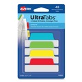Dividers & Tabs | Avery 74866 2.5 in. x 1 in. 1/5-Cut Ultra Tabs Repositionable Tabs - Assorted Colors (48/Pack) image number 0