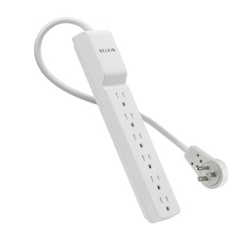 OFFICE ELECTRONICS AND BATTERIES | Belkin BE106000-06R 720 J Home/Office 6-Outlet Surge Protector with Rotating Plug and 6 ft. Cord - White