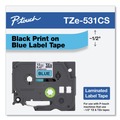Tapes | Brother P-Touch TZE531CS 0.47 in. x 26.2 ft. TZe Laminated Removable Label Tapes - Black on Blue image number 3